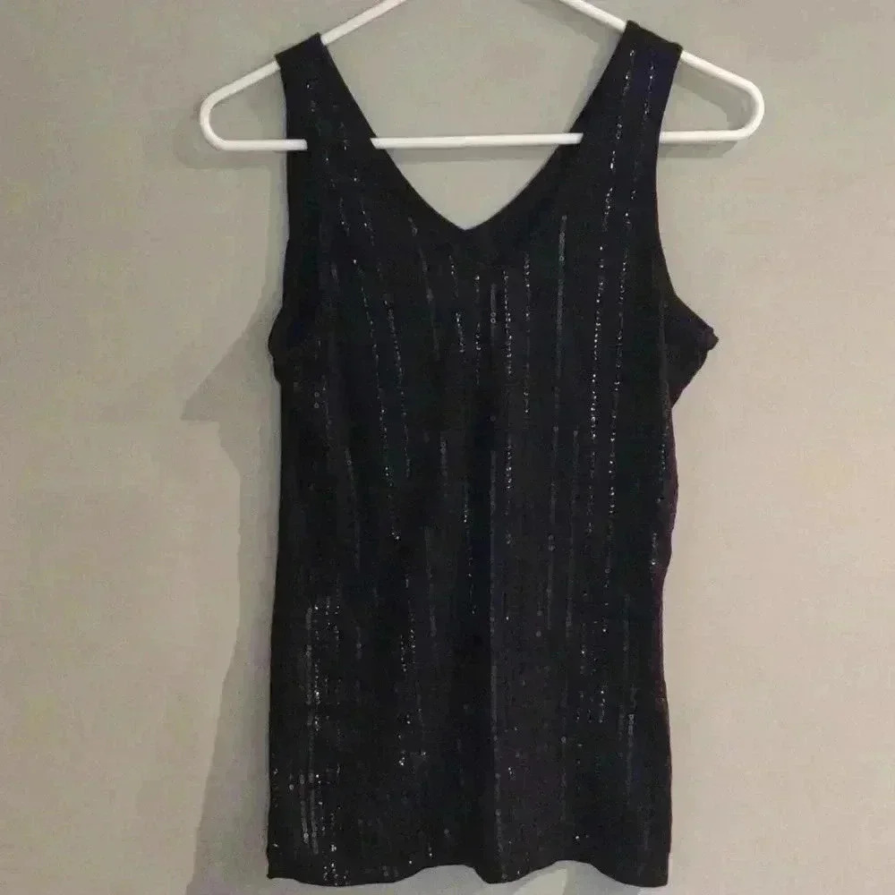 Maurices‎ black sequin (front only) tank top women's small